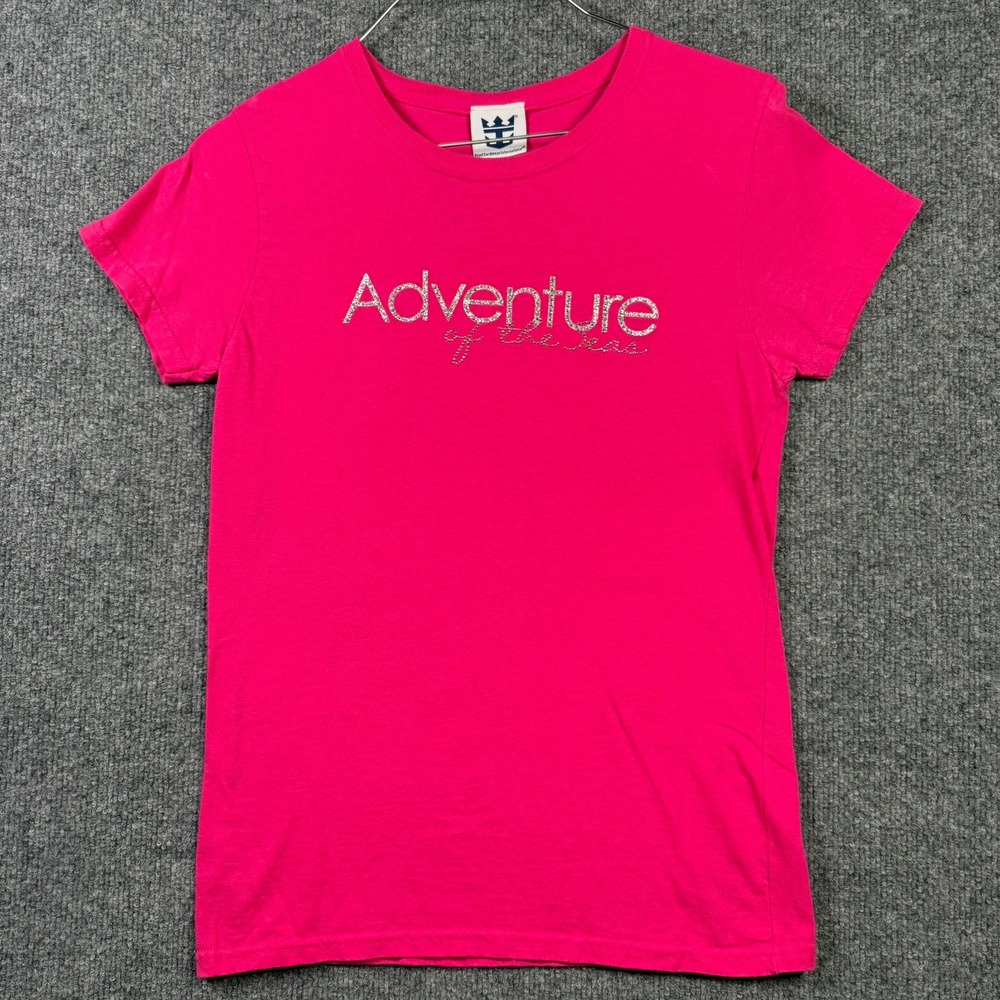 Royal Caribbean Adventure of the Seas T-Shirt Women Small Pink Glitter Graphic